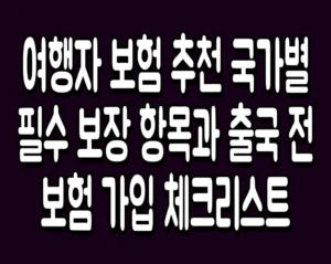여행자 보험 추천 국가별 필수 보장 항목과 출국 전 보험 가입 체크리스트