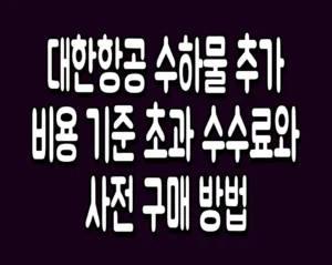 대한항공 수하물 추가 비용 기준 초과 수수료와 사전 구매 방법