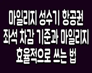 마일리지 성수기 항공권 좌석 차감 기준과 마일리지 효율적으로 쓰는 법