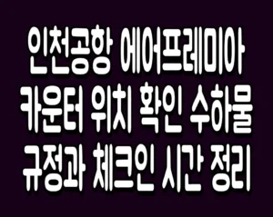 인천공항 에어프레미아 카운터 위치 확인 수하물 규정과 체크인 시간 정리