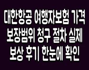 대한항공 여행자보험 가격 보장범위 청구 절차 실제 보상 후기 한눈에 확인