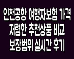 인천공항 여행자보험 가격 저렴한 추천상품 비교 보장범위 실시간 후기