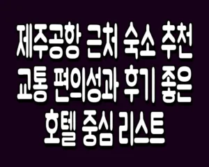 제주공항 근처 숙소 추천 교통 편의성과 후기 좋은 호텔 중심 리스트