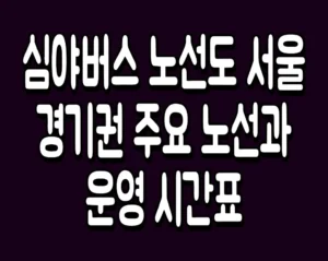 심야버스 노선도 서울 경기권 주요 노선과 운영 시간표