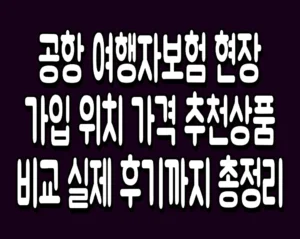 공항 여행자보험 현장 가입 위치 가격 추천상품 비교 실제 후기까지 총정리