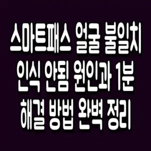 스마트패스 얼굴 불일치 인식 안됨 원인과 1분 해결 방법 완벽 정리