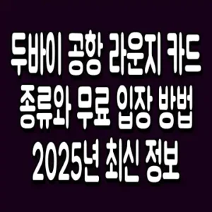 두바이 공항 라운지 카드 종류와 무료 입장 방법 2025년 최신 정보