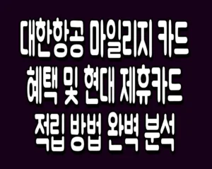 대한항공 마일리지 카드 혜택 및 현대 제휴카드 적립 방법 완벽 분석