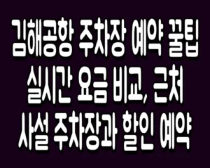 김해공항 주차장 예약 꿀팁 실시간 요금 비교, 근처 사설 주차장과 할인 예약