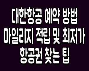 대한항공 예약 방법 마일리지 적립 및 최저가 항공권 찾는 팁