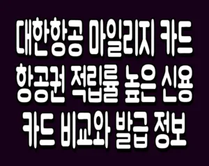대한항공 마일리지 카드 항공권 적립률 높은 신용 카드 비교와 발급 정보