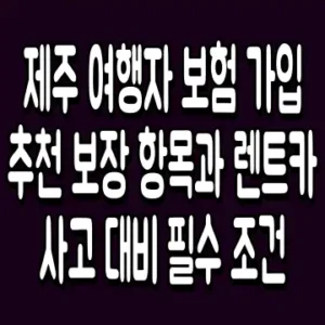 제주 여행자 보험 가입 추천 보장 항목과 렌트카 사고 대비 필수 조건