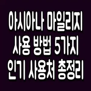아시아나 마일리지 사용 방법 5가지 인기 사용처 총정리