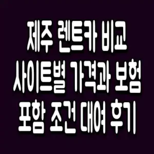 제주 렌트카 비교 사이트별 가격과 보험 포함 조건 대여 후기