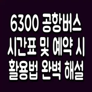 6300 공항버스 시간표 및 예약 시 활용법 완벽 해설