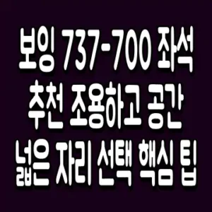 보잉 737-700 좌석 추천 조용하고 공간 넓은 자리 선택 핵심 팁