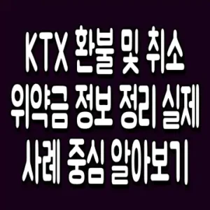 KTX 환불 및 취소 위약금 정보 정리 실제 사례 중심 알아보기