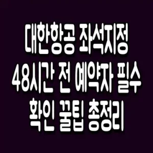 대한항공 좌석지정 48시간 전 예약자 필수 확인 꿀팁 총정리