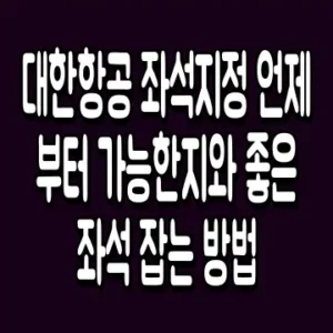 대한항공 좌석지정 언제부터 가능한지와 좋은 좌석 잡는 방법