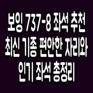 보잉 737-8 좌석 추천 최신 기종 편안한 자리와 인기 좌석 총정리