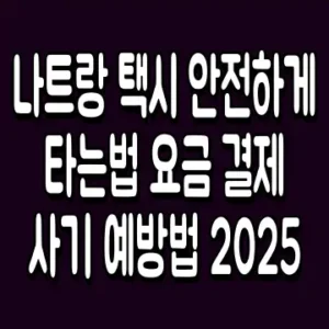 나트랑 택시 안전하게 타는법 요금 결제 사기 예방법 2025