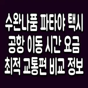 수완나품 파타야 택시 공항 이동 시간 요금 최적 교통편 비교 정보