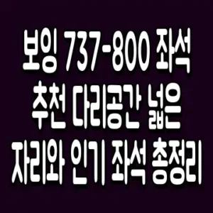 보잉 737-800 좌석 추천 다리공간 넓은 자리와 인기 좌석 총정리