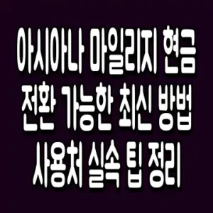 아시아나 마일리지 현금전환 가능한 최신 방법 사용처 실속 팁 정리