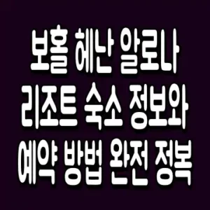 보홀 헤난 알로나 리조트 숙소 정보와 예약 방법 완전 정복