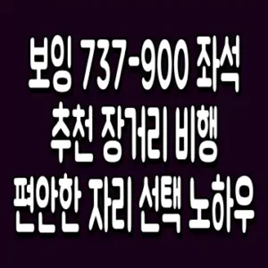 보잉 737-900 좌석 추천 장거리 비행 편안한 자리 선택 노하우