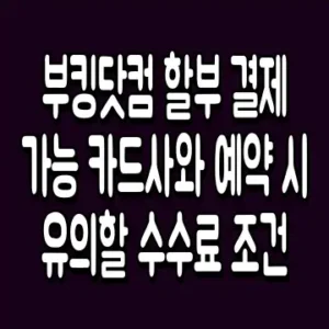 부킹닷컴 할부 결제 가능 카드사와 예약 시 유의할 수수료 조건