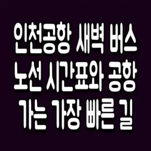 인천공항 새벽 버스 노선 시간표와 공항 가는 가장 빠른 길