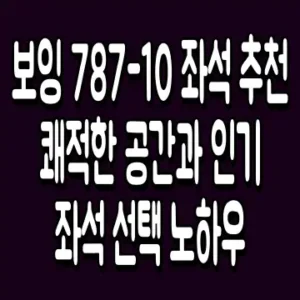 보잉 787-10 좌석 추천 쾌적한 공간과 인기 좌석 선택 노하우