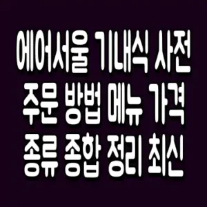 에어서울 기내식 사전 주문 방법 메뉴 가격 종류 종합 정리 최신