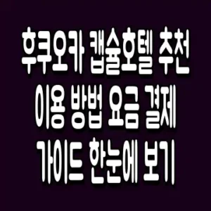 후쿠오카 캡슐호텔 추천 이용 방법 요금 결제 가이드 한눈에 보기