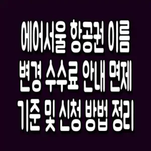 에어서울 항공권 이름 변경 수수료 안내 면제 기준 및 신청 방법 정리
