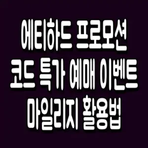 에티하드 프로모션 코드 특가 예매 이벤트 마일리지 활용법