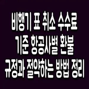 비행기 표 취소 수수료 기준 항공사별 환불 규정과 절약하는 방법 정리