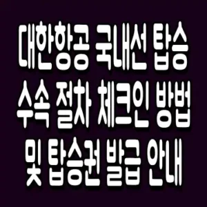 대한항공 국내선 탑승 수속 절차 체크인 방법 및 탑승권 발급 안내