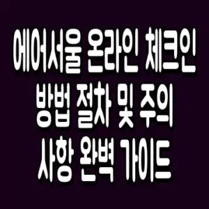 에어서울 온라인 체크인 방법 절차 및 주의사항 완벽 가이드