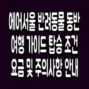 에어서울 반려동물 동반 여행 가이드 탑승 조건 요금 및 주의사항 안내
