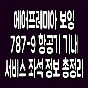 에어프레미아 보잉 787-9 항공기 기내 서비스 좌석 정보 총정리