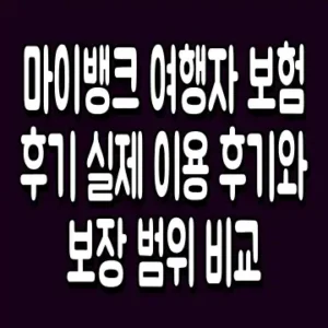 마이뱅크 여행자 보험 후기 실제 이용 후기와 보장 범위 비교