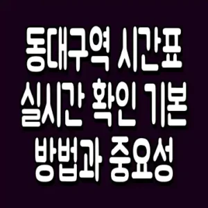 동대구역 시간표 실시간 확인 기본 방법과 중요성