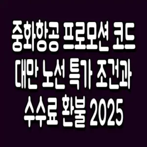 중화항공 프로모션 코드 대만 노선 특가 조건과 수수료 환불 2025