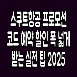 스쿠트항공 프로모션 코드 예약 할인 폭 넓게 받는 실전 팁 2025