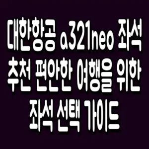 대한항공 a321neo 좌석 추천 편안한 여행을 위한 좌석 선택 가이드