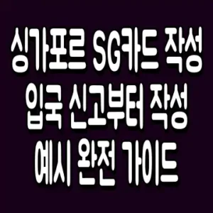 싱가포르 SG카드 작성 입국 신고부터 작성 예시 완전 가이드