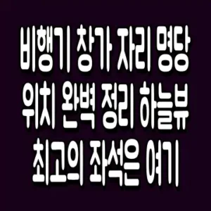 비행기 창가 자리 명당 위치 완벽 정리 하늘뷰 최고의 좌석은 여기