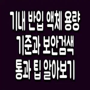 기내 반입 액체 용량 기준과 보안검색 통과 팁 알아보기
